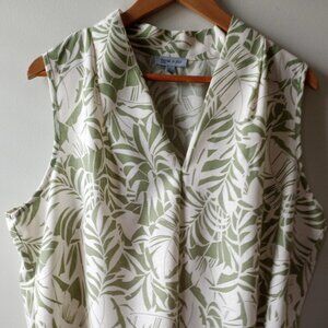 'floral & ivy' Sleeveless  Blouse Size 2X Cream/Green NWOT